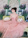 Dusty Mauve Ball Gown Dusky Rose Prom Dress Blush Pink Bridesmaid Dresses Starry Celestial Print Sparkling Star Pattern Glittering Tulle