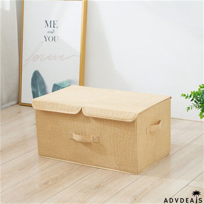 Foldable Storage Box With Double Lids And Compartments