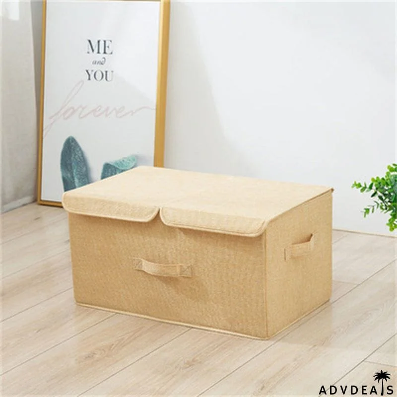 Foldable Storage Box With Double Lids And Compartments