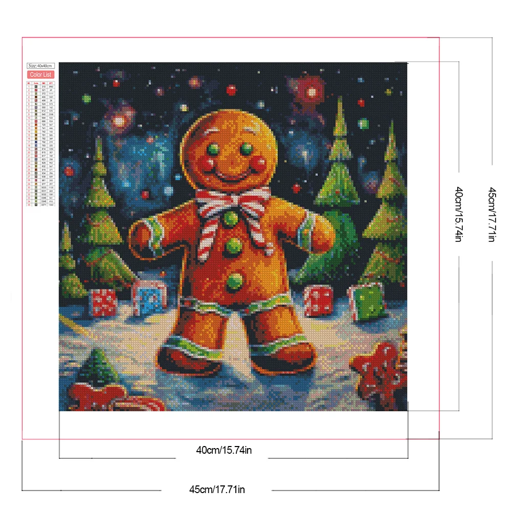Partial AB Diamond Painting - Full Round Drill - Gingerbread Man(Canvas|45*45cm)