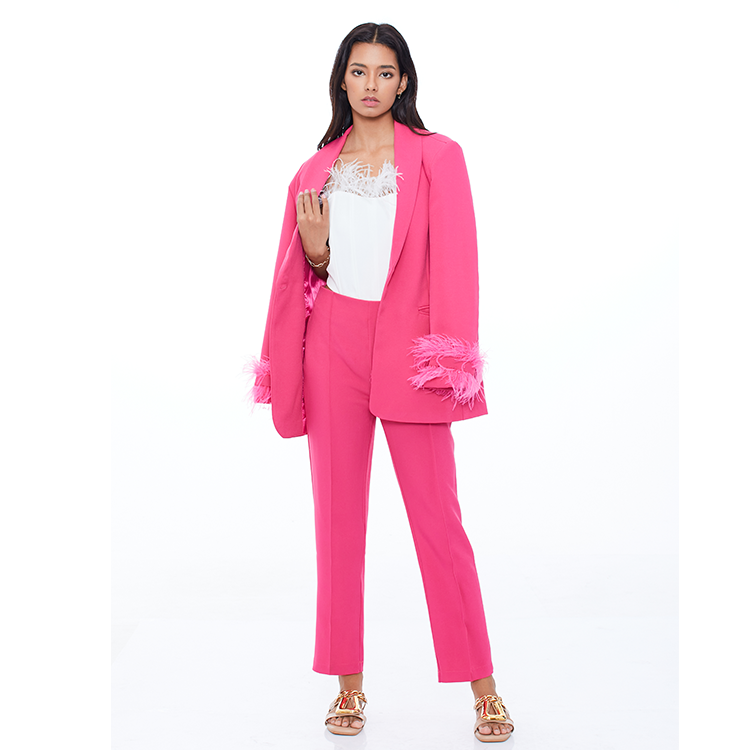 Flaxmaker Pink Feathered Two Piece Set