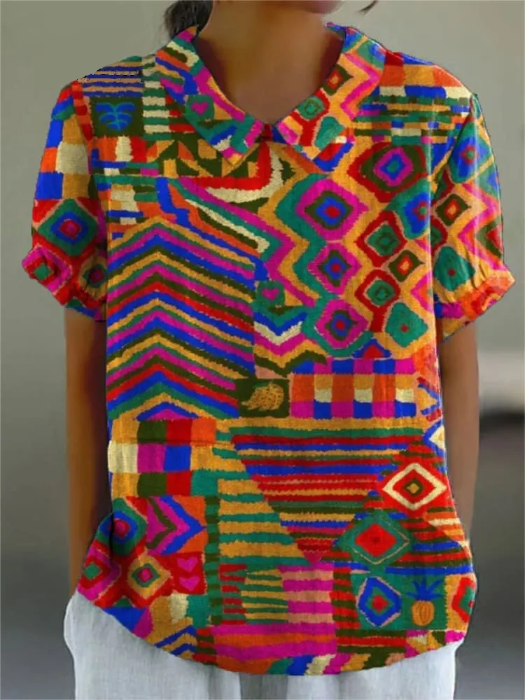 Nina | Women's Vintage Ethnic Floral Art Print Casual  Shirt main image 1