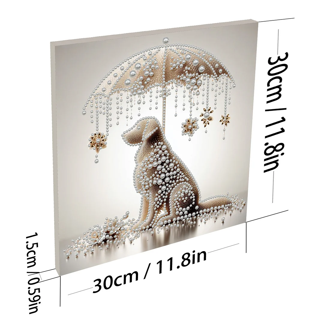 Umbrella Puppy - DIY Pearl Diamond Art Kit With Frame 30*30cm