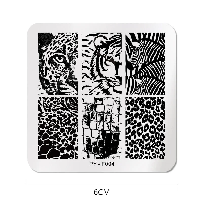 PICT YOU 6cm * 6cm Square Leopard Nail Stamping Plates Animal Patterns Stencil Tools Stainless Steel Nail Art Stamp Design-Nail Inspo
