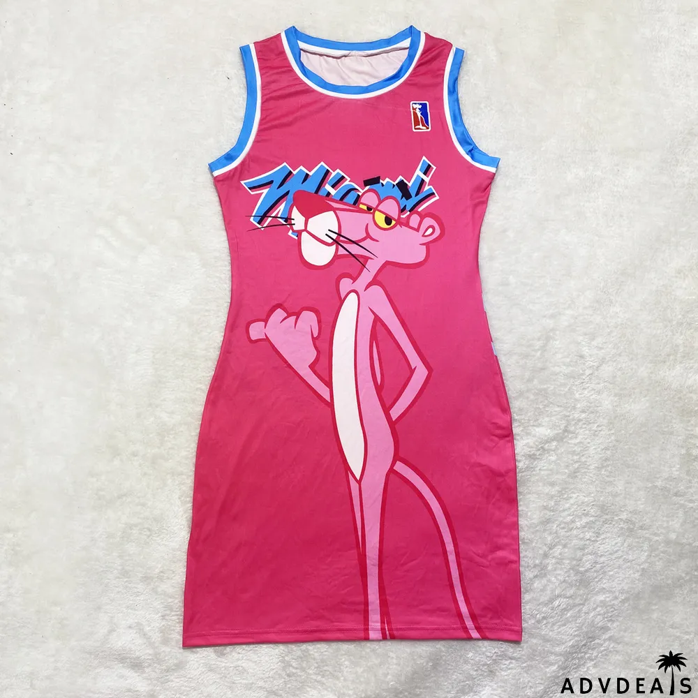 Casual Printed Sleeveless Jersey Mini Dress