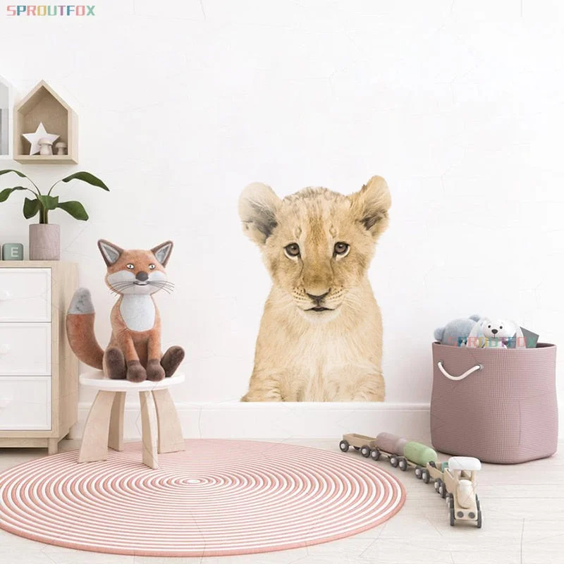 Cartoon Cute Animals Wall Stickers Girafee Rabbit Deer Lion Dog Cat for Baby Boys Room Nursery Home Decoration KIds Animal Decal