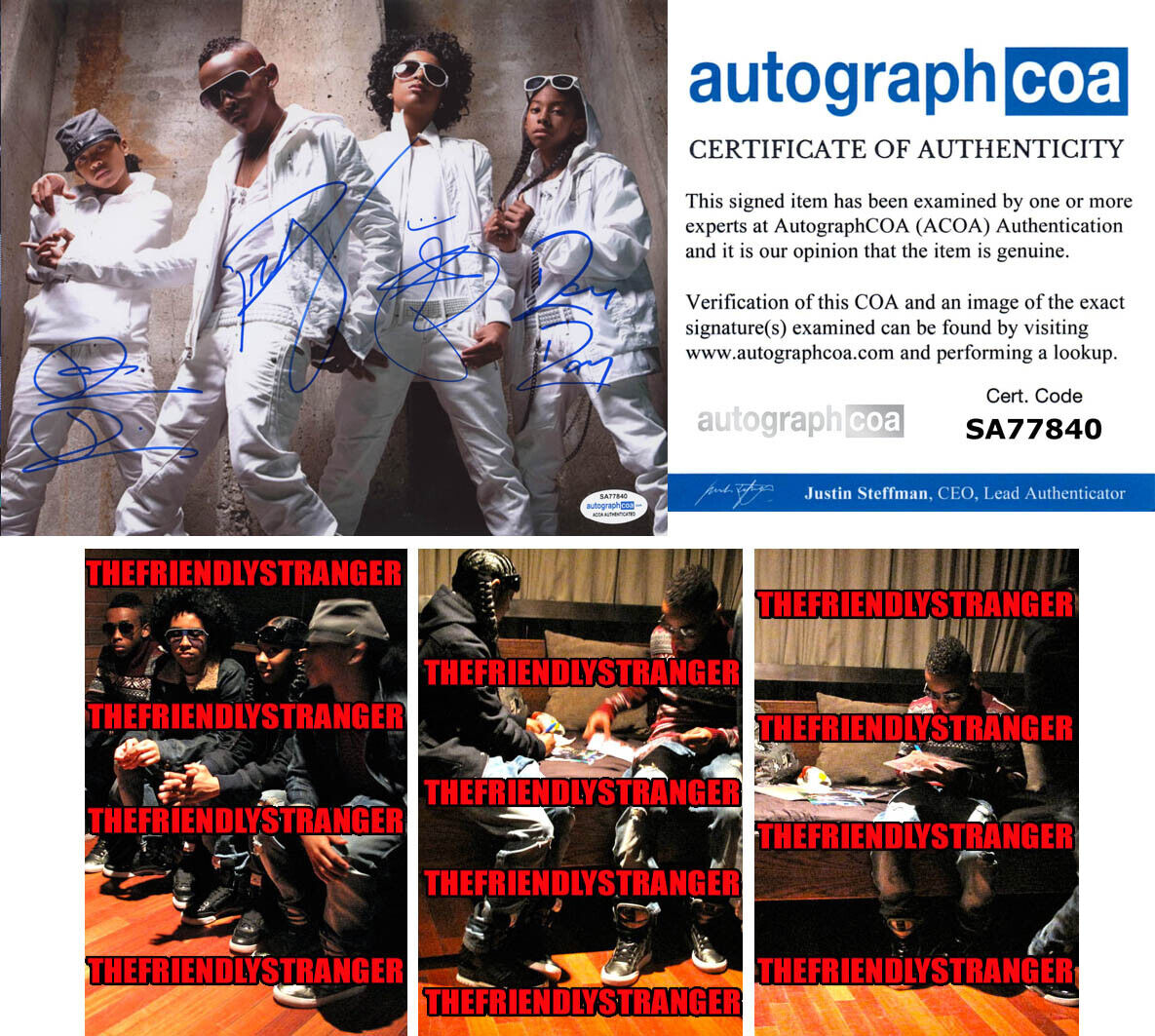 MINDLESS BEHAVIOR - ALL 4 signed 8X10 Photo Poster painting b PROOF - BOY BAND Prodigy ACOA COA