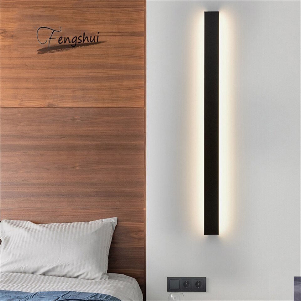 Nordic Bedroom Bedside LED Wall Lamp Living Room Background LED Wall Light Corridor Aisle Stairs Long Mirror Front Lamp Lighting
