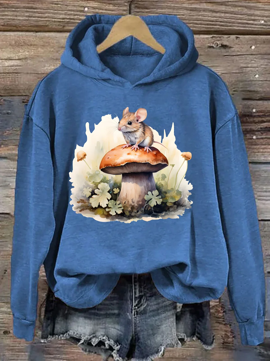 Vintage Hamster Mushroom Plant Art Hoodie