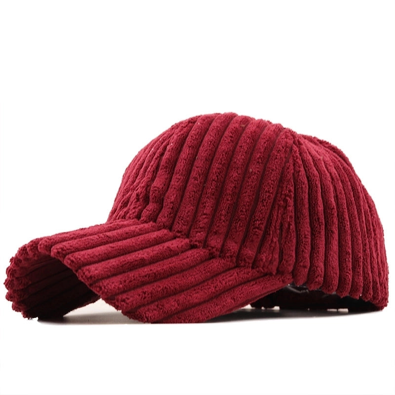 Fashion Casual Solid Color Stripe Corduroy Cap