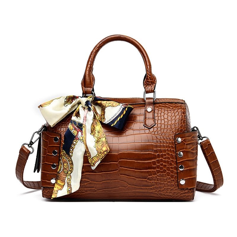 Luxury Alligator Handbags Women Shoulder Bags Designer Female Leather Handbags Ladies Hand Bags Vintage Boston Bag High Quality