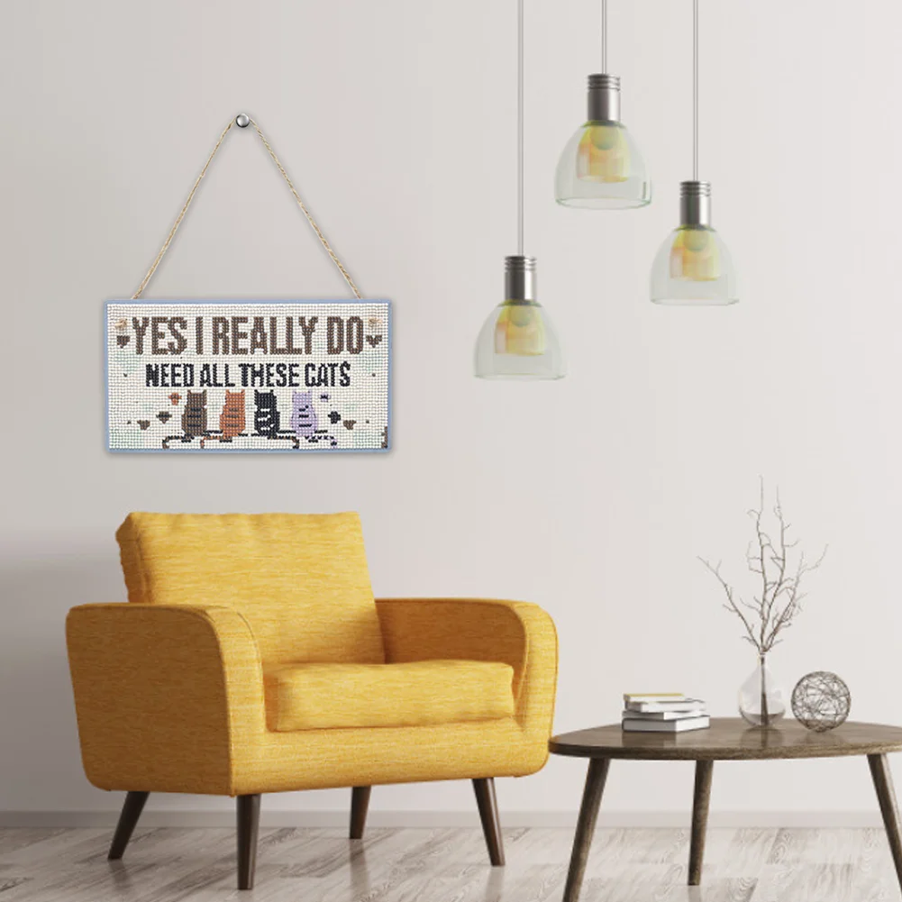 5D DIY Letter Full Drill Hanging Diamond Painting Craft Home Decor (Cats)