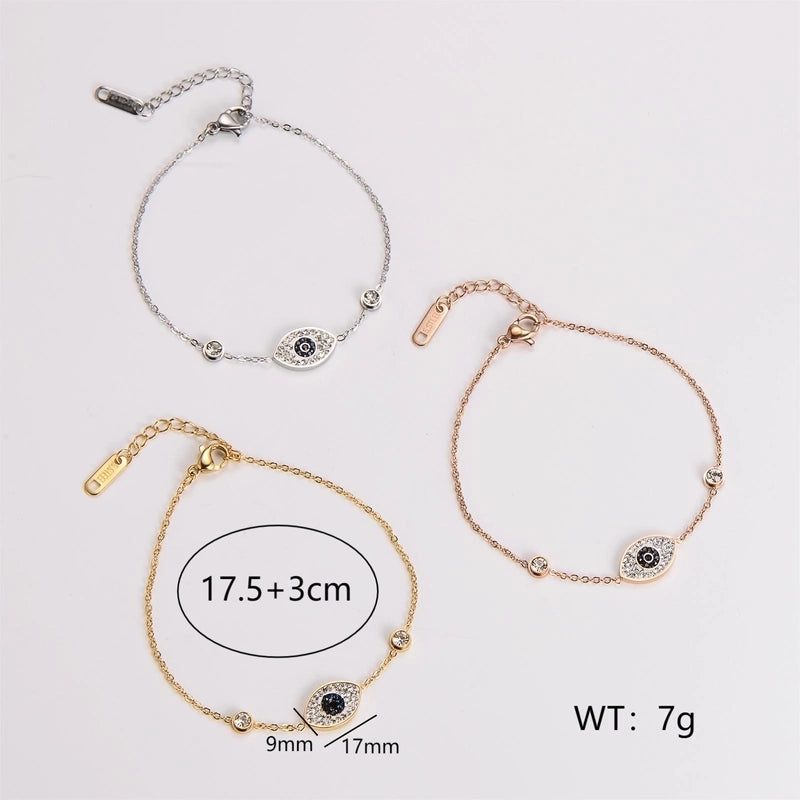 Casual Minimalist Eye 304 Stainless Steel Zircon Bracelets In Bulk