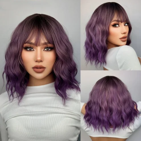 Jewtribute Hair®|Fashion Purple Medium Length Curly Hair Wig