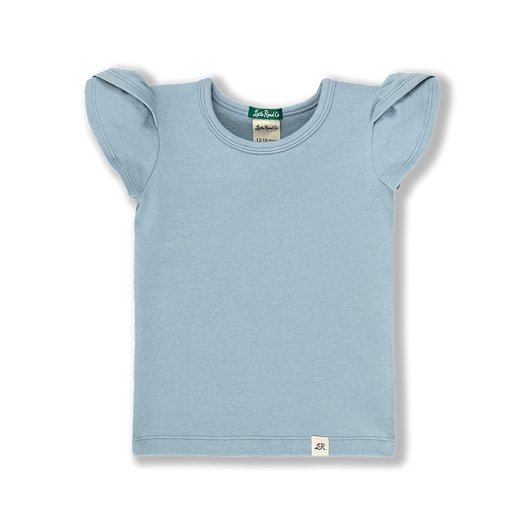 Cloud Blue Petal Sleeve Top