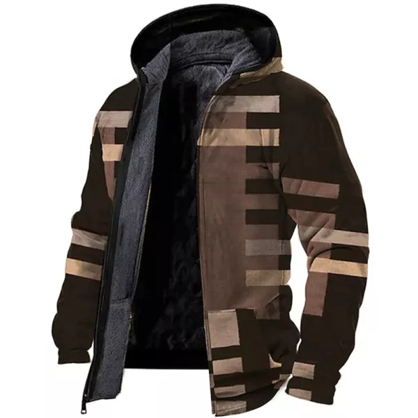Men's Printed Casual Fashion Men's Hoodie Jacket Fleece Zipper Sweatshirt