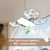 Screw in Ceiling Fan with Light with 3 Adjustable Color Modes Drone Inspired Led Ceiling Fan Light with Extension Rod & Remote Control for Bedroom Living Room Office