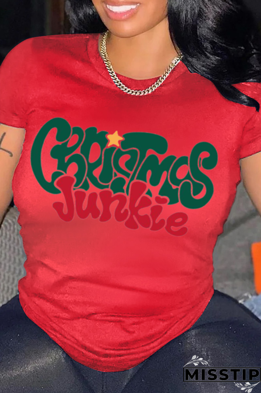 Orange Vintage Print Patchwork O Neck T-Shirts