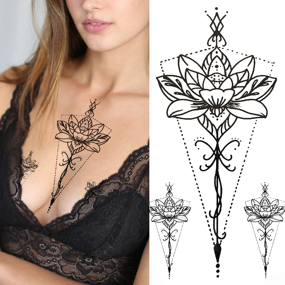 Sdrawing Skeleton King Temporary Tattoo For Women Men Kids Black Deer Dragon Lion Tribal Totem Tattoo Sticker Geometric Tatoo