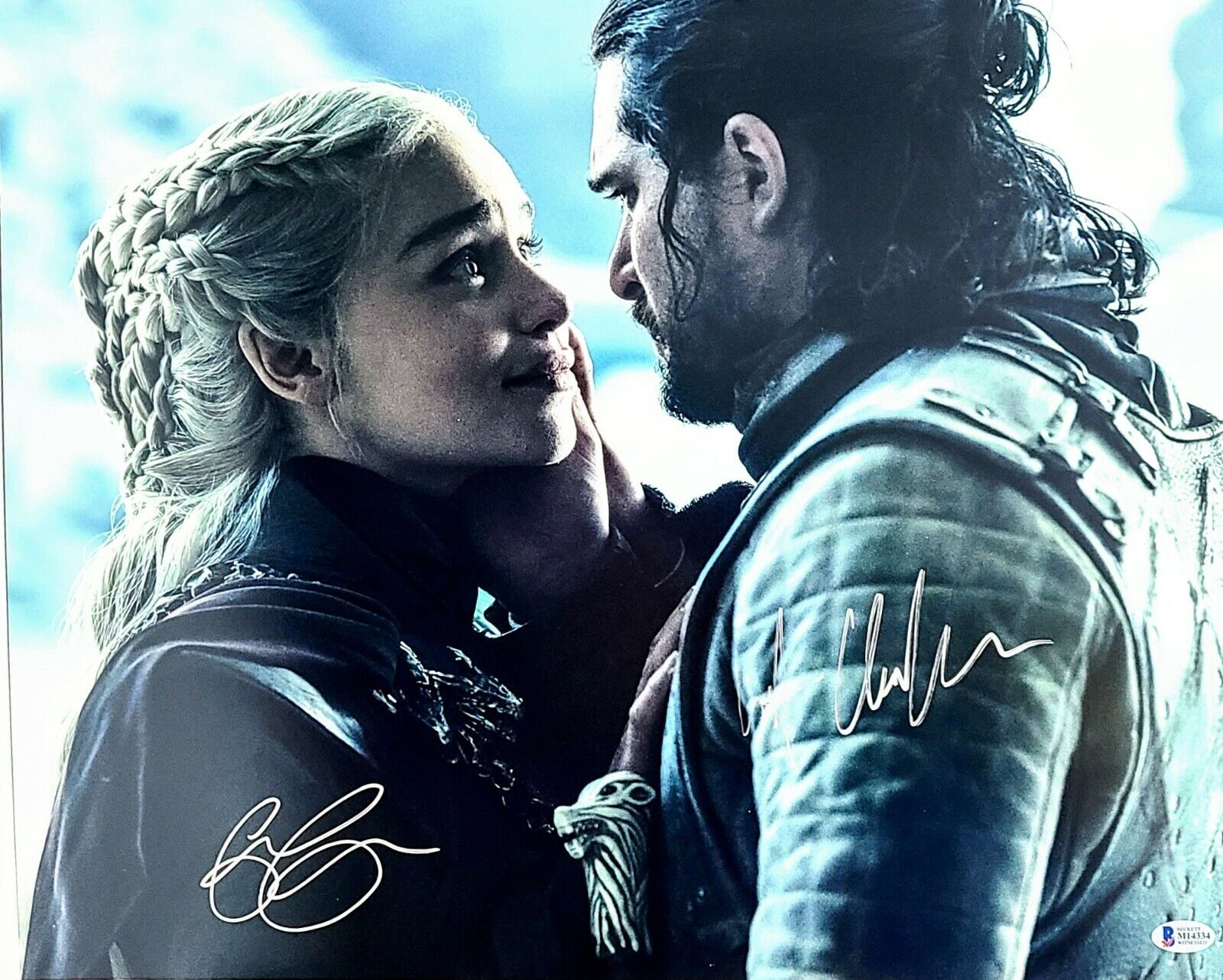 EMILIA CLARKE & KIT HARINGTON Signed Game Of Thrones 16x20 Photo Poster painting BAS #M14334