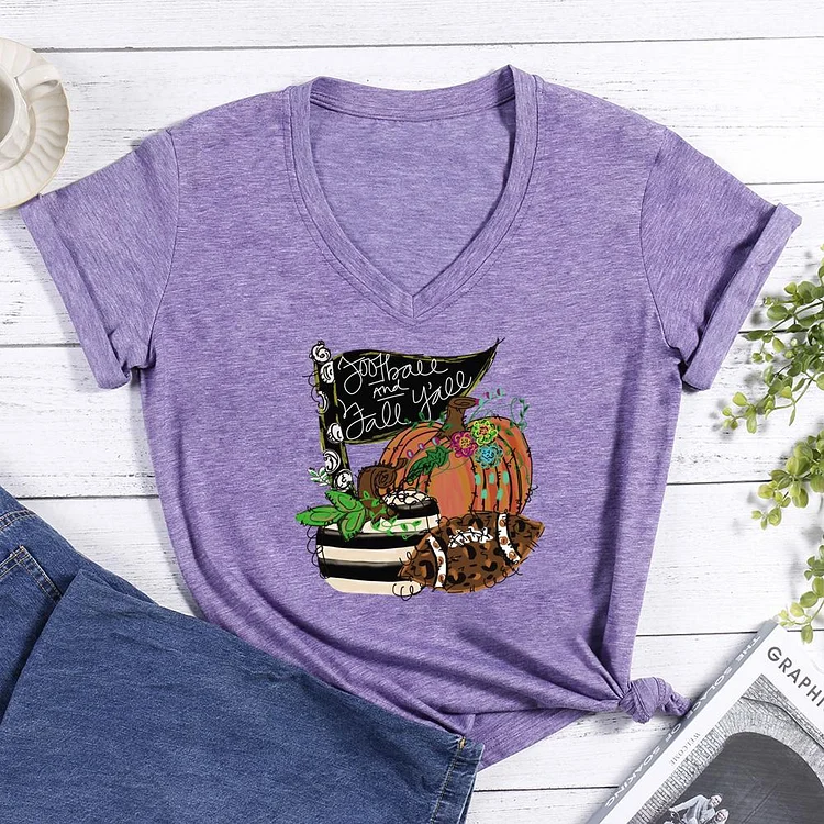 Football and Fall Y'all? V-neck T Shirt