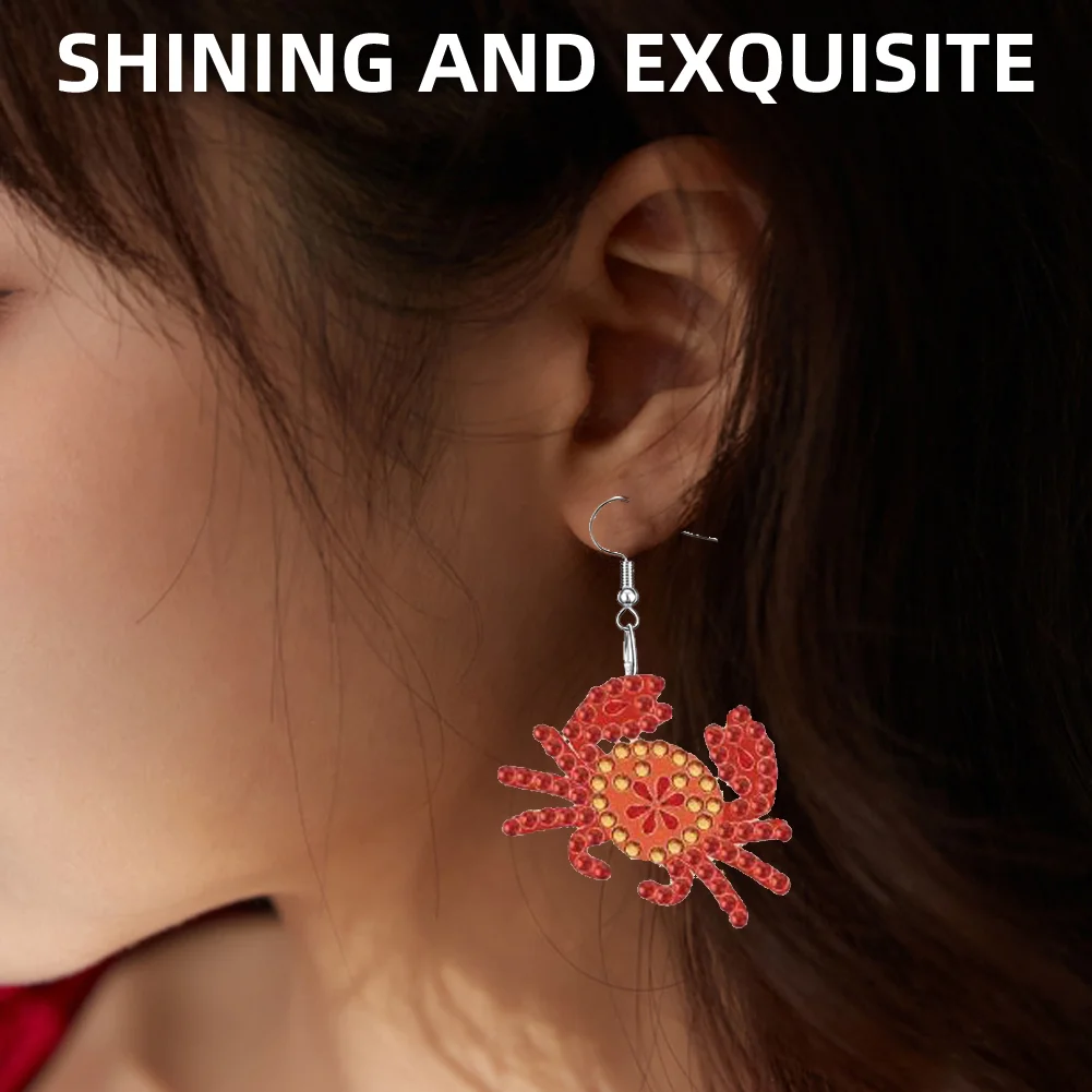 12 Pairs Ocean DIY Diamond Art Earrings Double Sided Diamond Painting Earrings