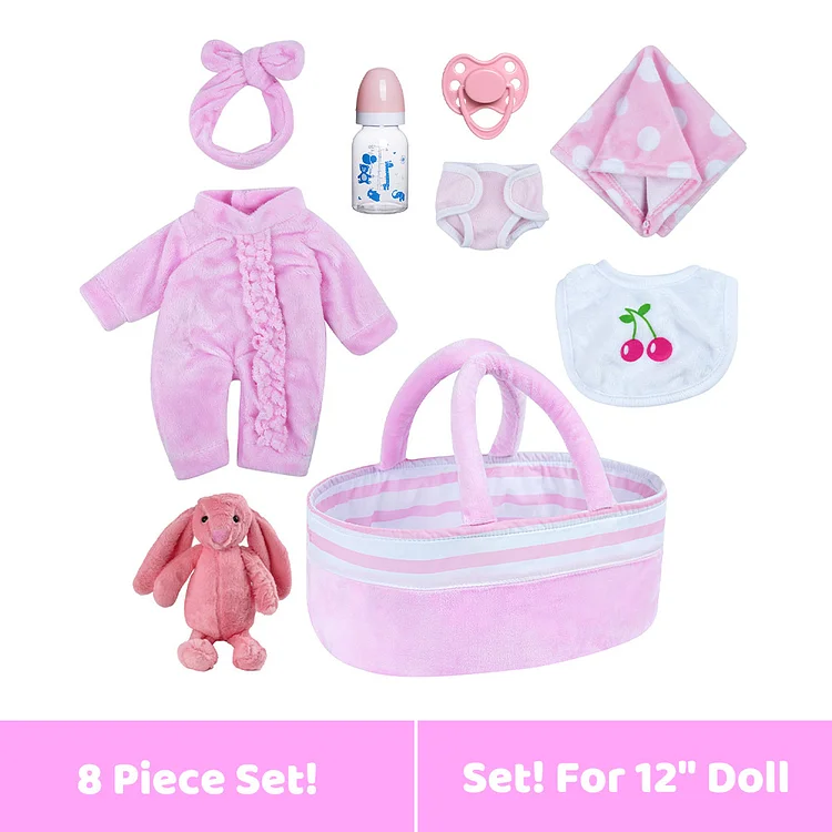 [Suitable for 12'' Girl] Time-Limited Offer!  Adoption Reborn Baby Essentials-8pcs Gift Set By Dollreborns®