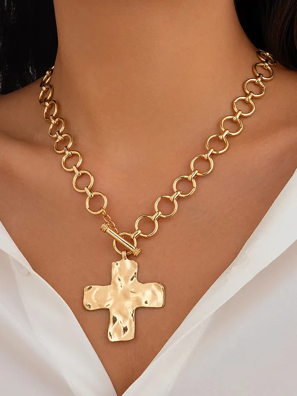 Geometric Chains Normcore Necklaces Accessories GOLD-One_size