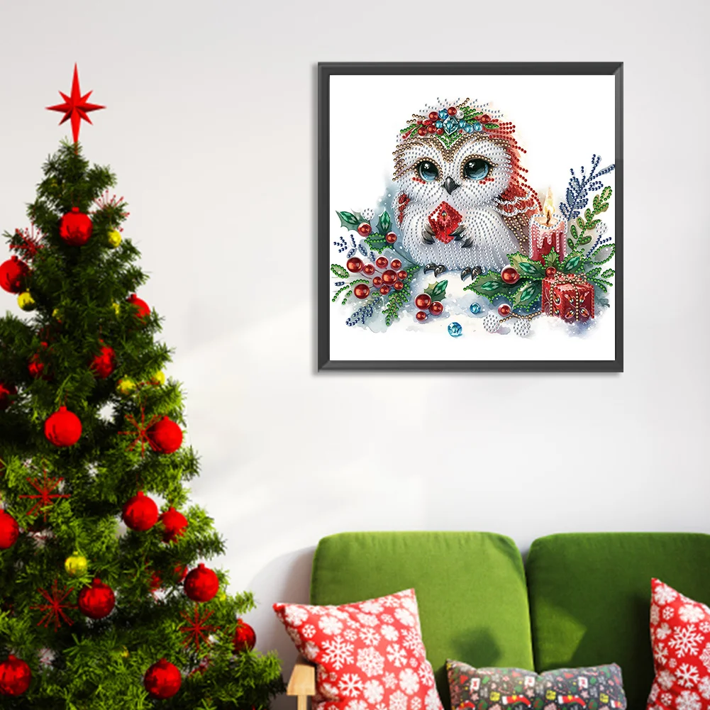 Diamond Painting - Partial Special Shaped Drill - Winter Owl(Canvas|30*30cm)