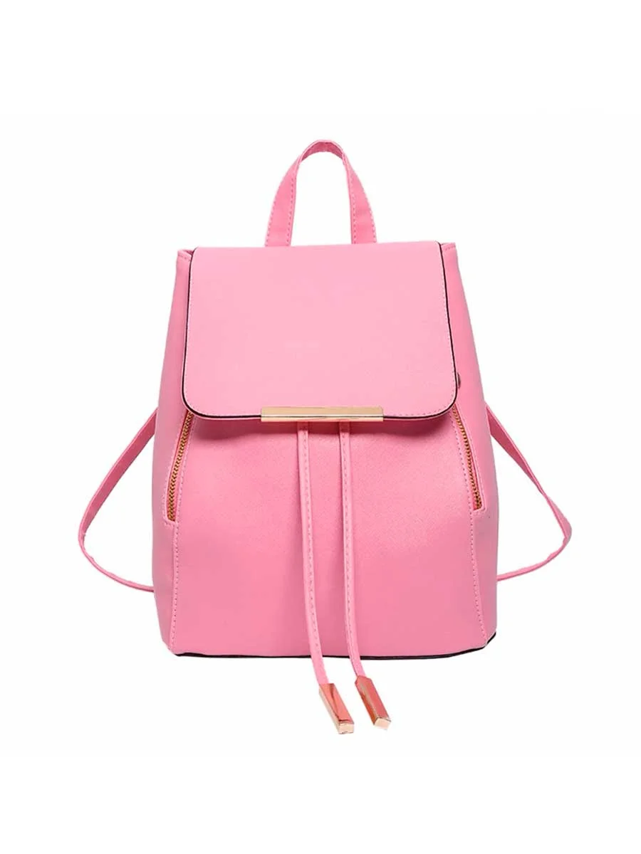 Pu Leather Bag Flip Cover School Backpack