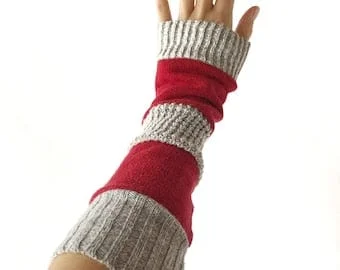 pornhint Pornhint Wrist warmers / Sleeves or leggings for young children, about 3 to 7 years old- Red and gray- Recovered fabrics