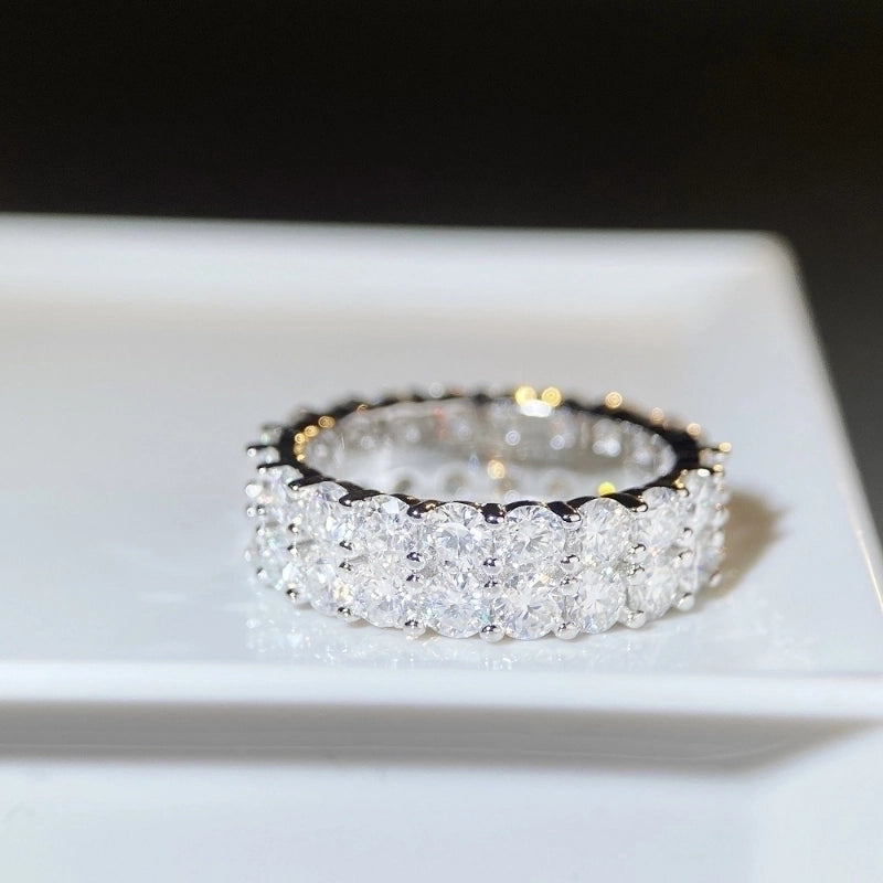 925 Sterling Silver Moissanite Round Rings