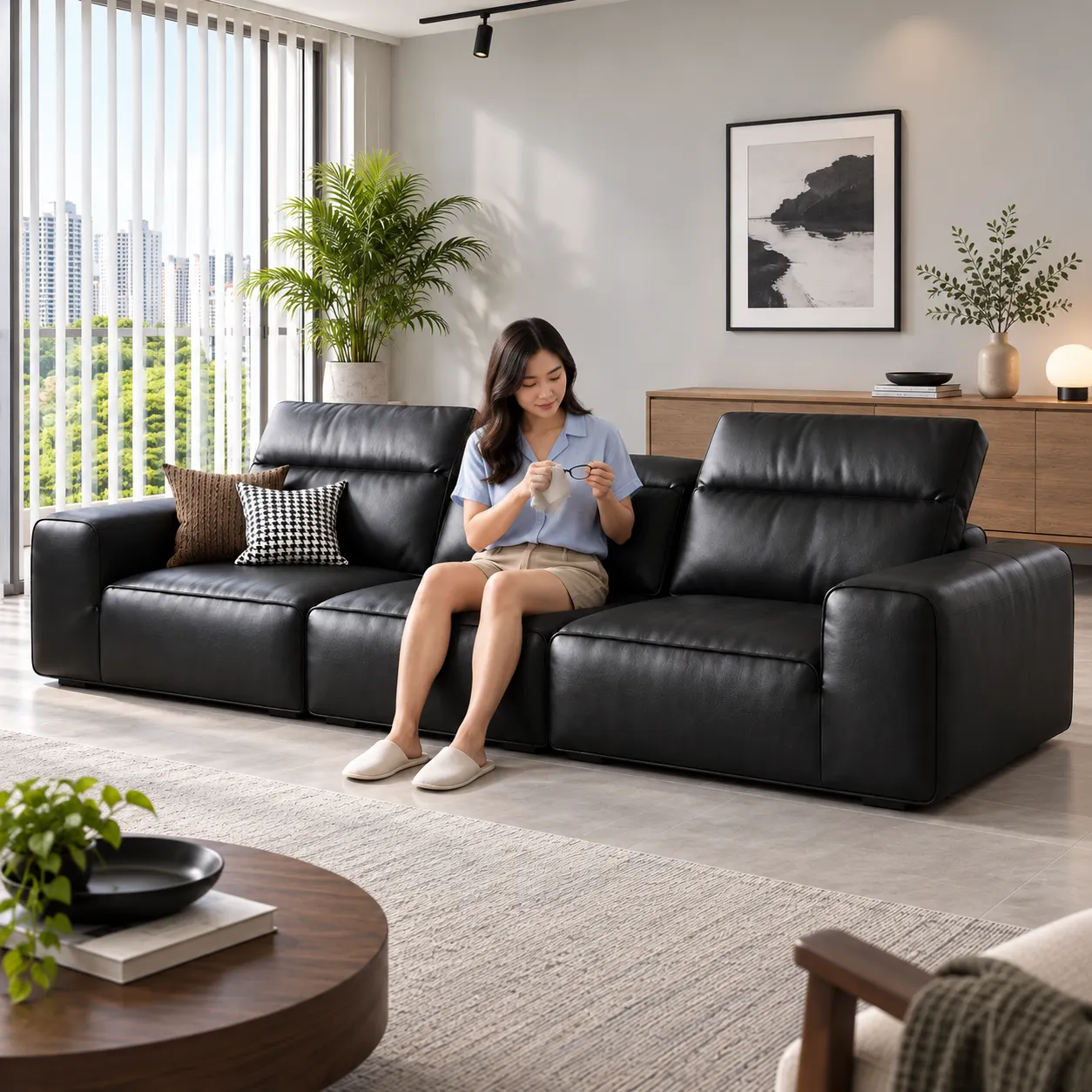 GS347 High-Back Sofa - Black — Scale & proportion