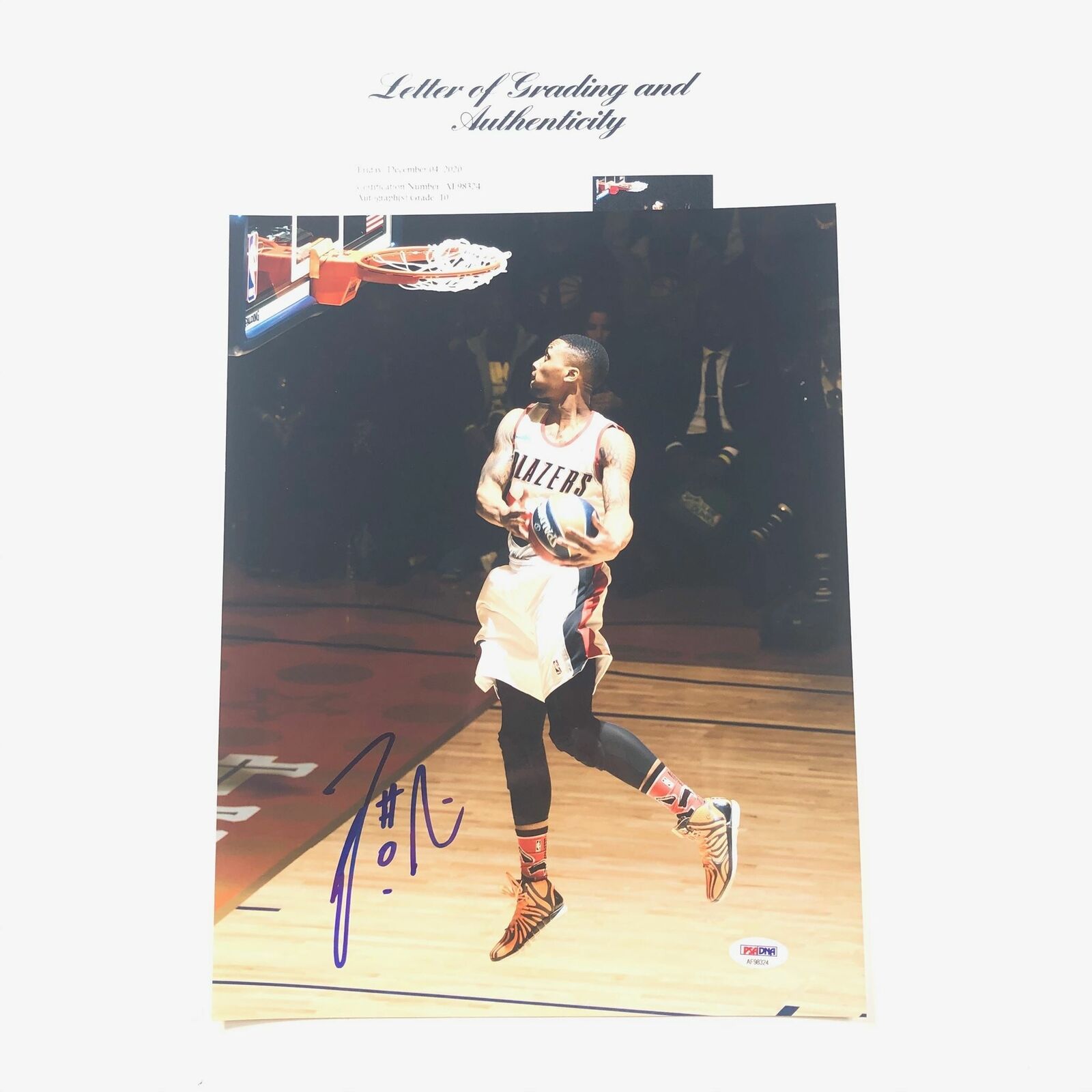 Damian Lillard Signed 11x14 Photo Poster painting PSA/DNA Auto Grade 10 LOA Trail Blazers