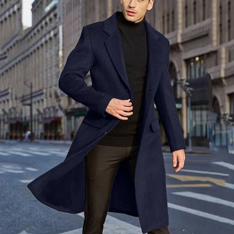 Uveng Uveng New British Men's Long Wind Coat, The Big Coat Wish Men's Coat