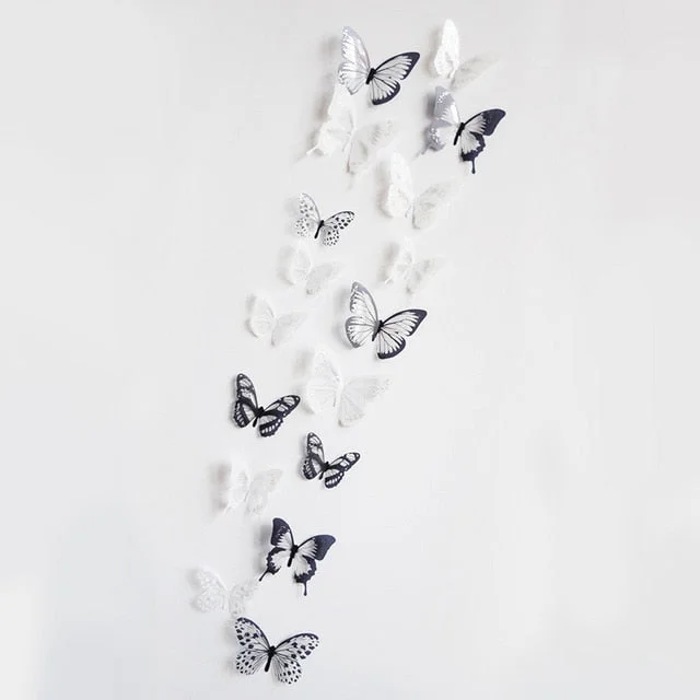 New 18pcs/lot Crystal Butterflies 3d Wall Sticker Beautiful Butterfly Living Room for Kids Room Wall Decals Home Decoration