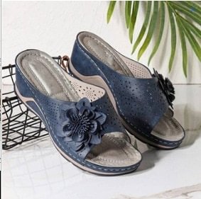 Yyvonne Women Summer New 2022 Women's Woven Flower Wedge Slippers Outdoor Sports Beach Casual Peep Toe Comfortable Shoes