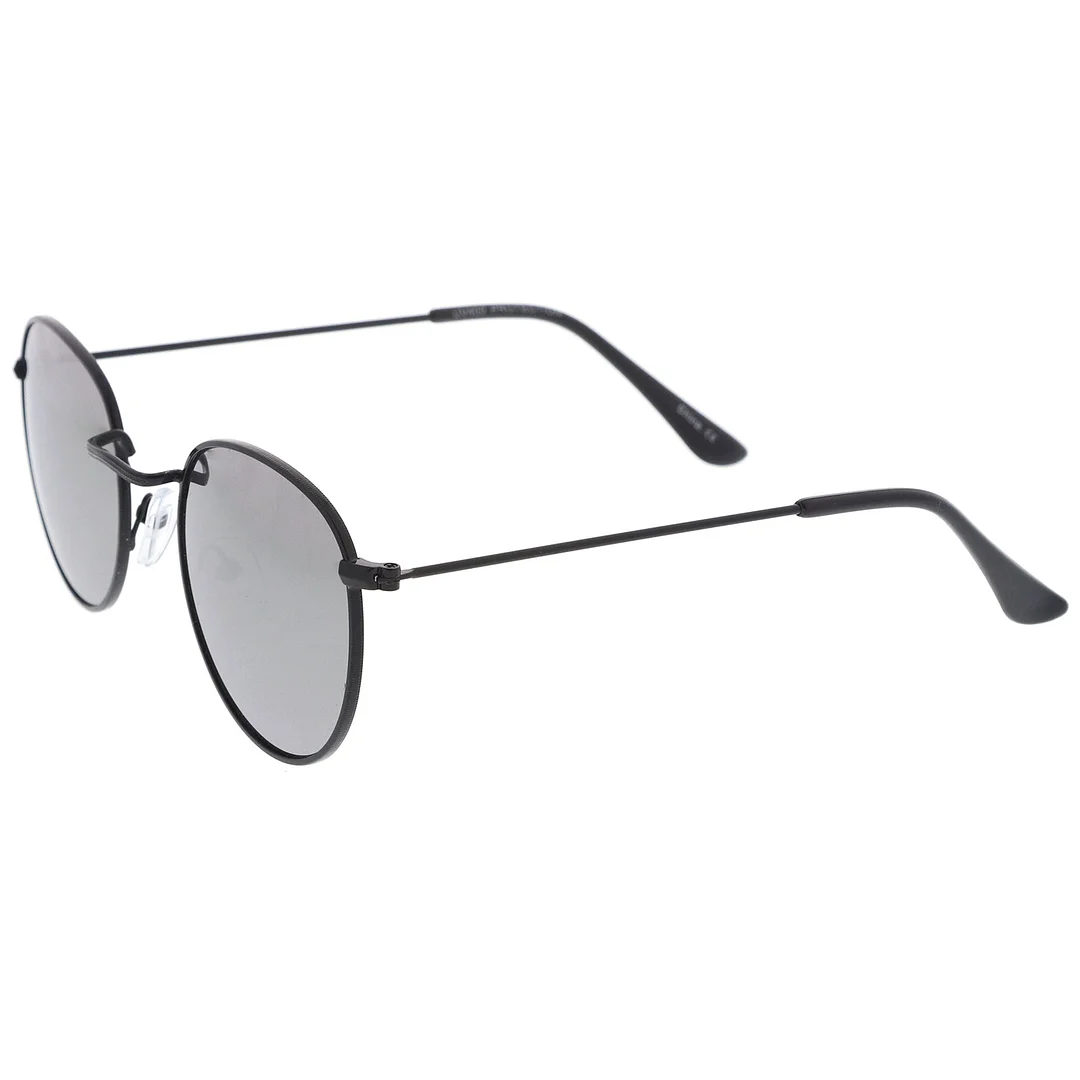 Retro Metal Frame Thin Temples Colored Mirror Lens Round glasses 50mm