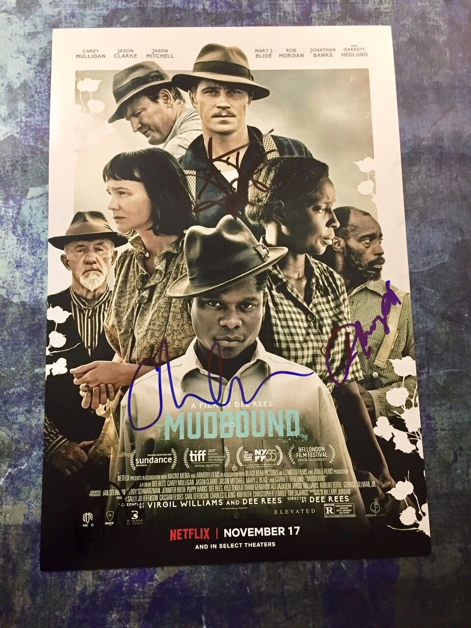 GFA Garrett Hedlund Carey Mulligan * MUDBOUND * Cast x3 Signed 12x18 Photo Poster painting B COA