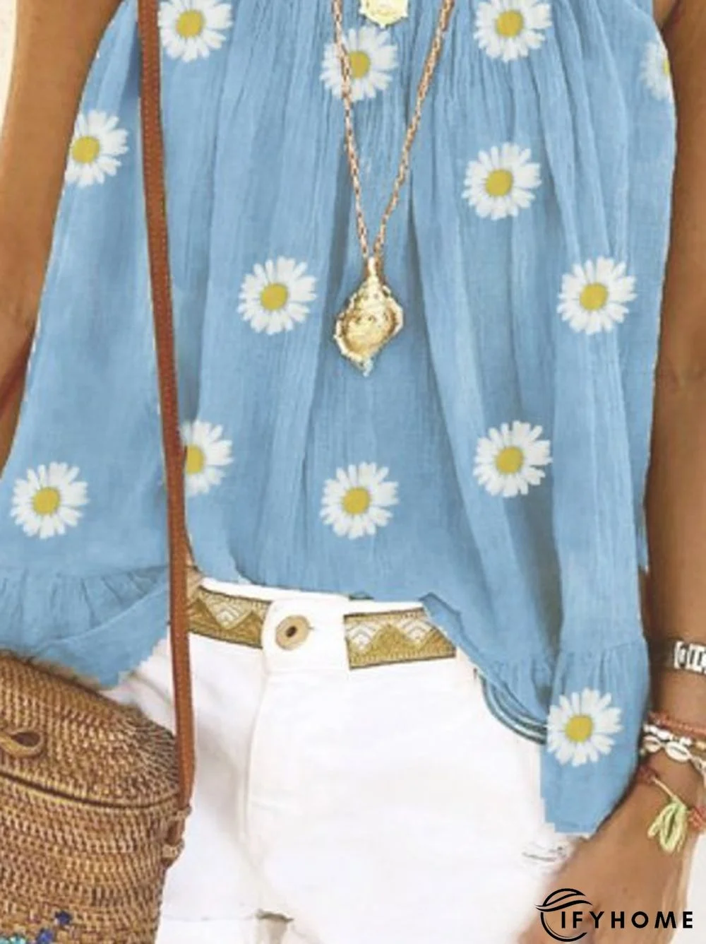 Plus size Daisy Sleeveless Casual Tops | IFYHOME