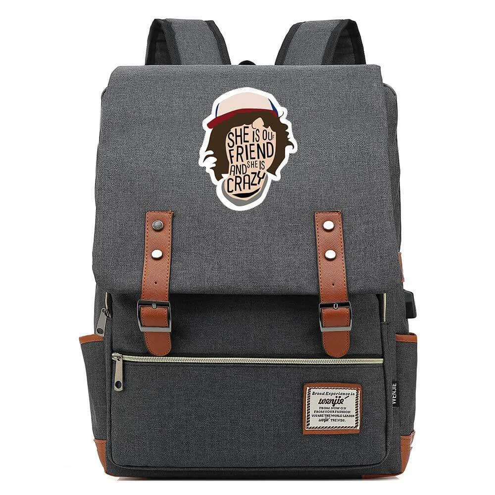 Buzzdaisy Stranger Things Dustin Hat Canvas Travel Backpack School Bag