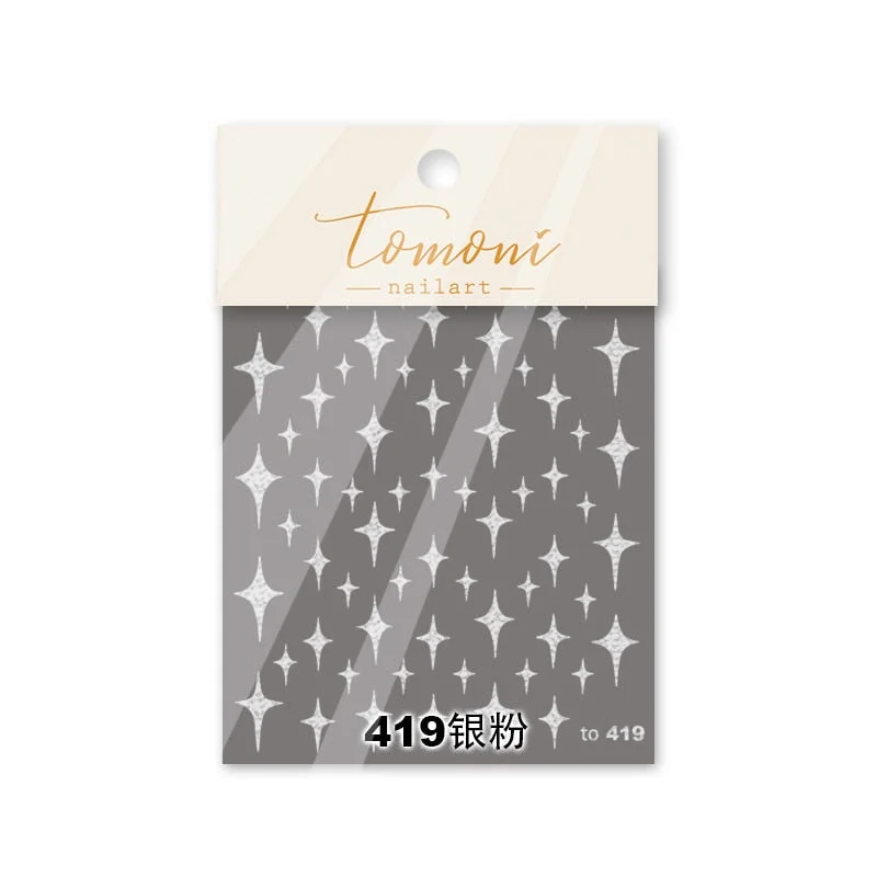 1pc 5D White Clouds Nail Stickers Gold and Silver Star Design Adhesive Red Love Sticker Decals Nail Art Decoration Manicure Tips-Nail Inspo