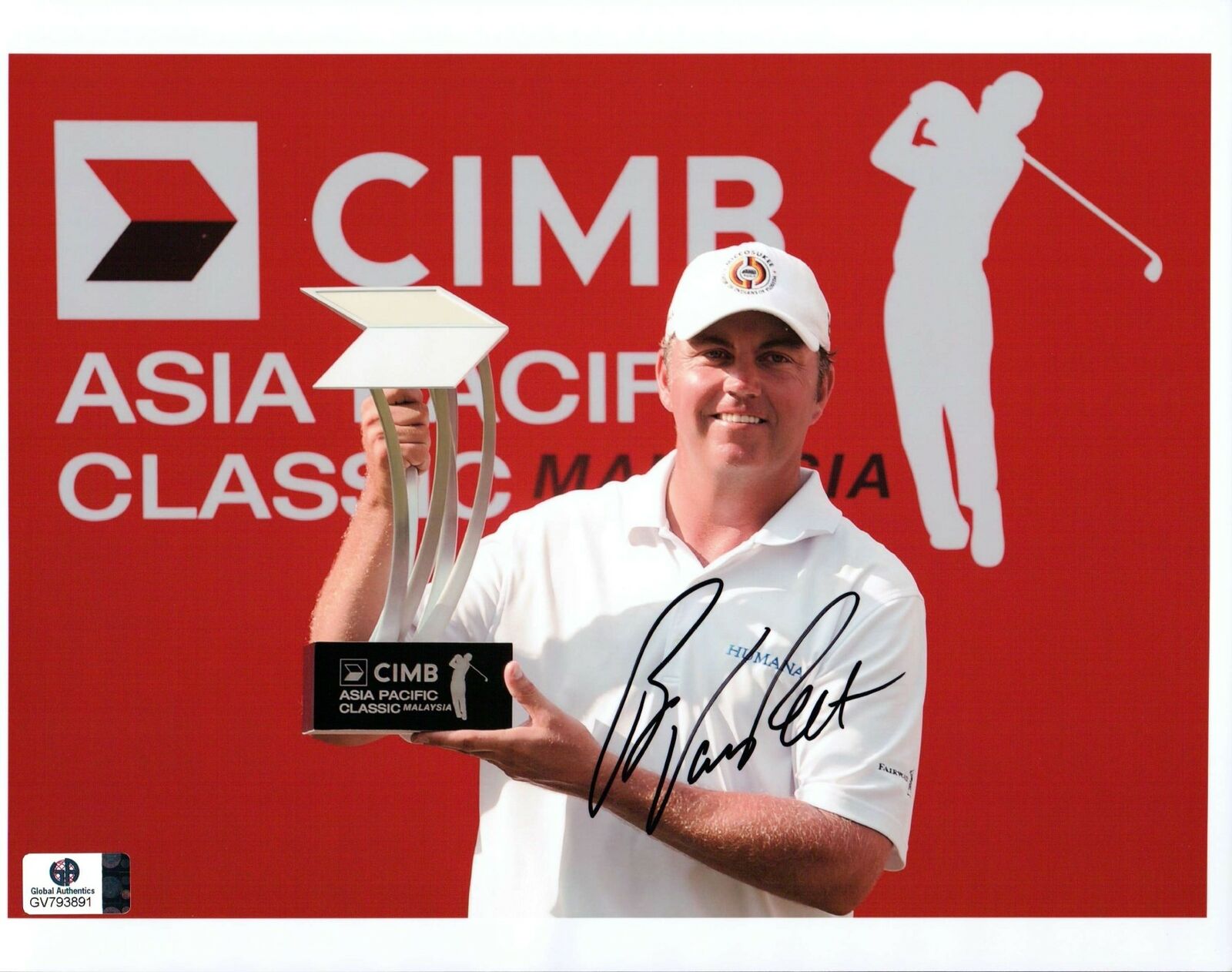 Bo Van Pelt Signed Autographed 8X10 Photo Poster painting PGA Golfer Holding Trophy GV793891