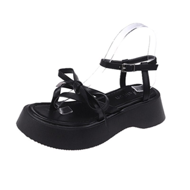  2022 New Summer Women Platform Flats Sandals Fashion Open Toe Shoes Ladies Outdoor Ankle Strap Female Sandalias