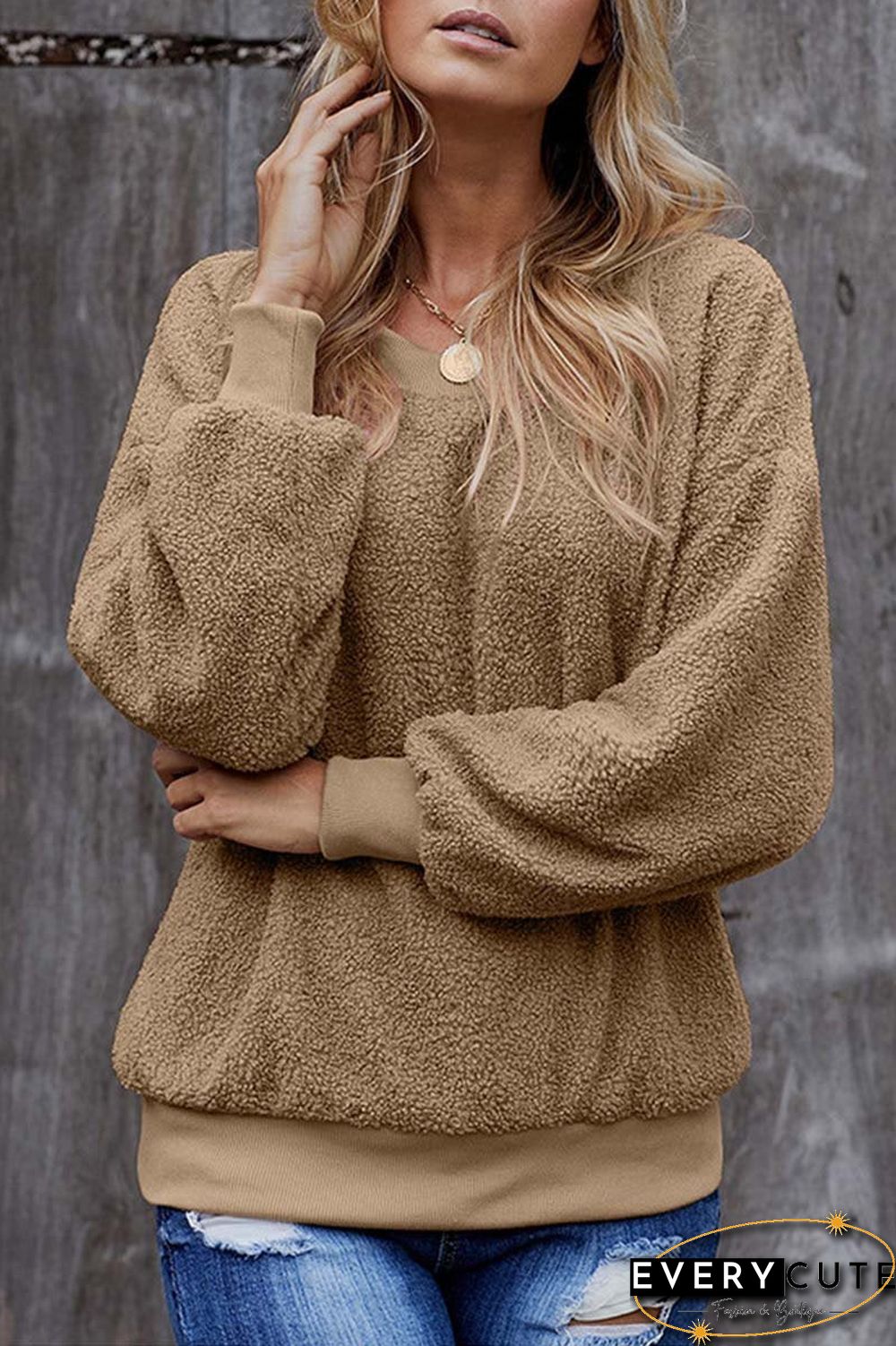 Teddy Plush Sweater Casual Tops