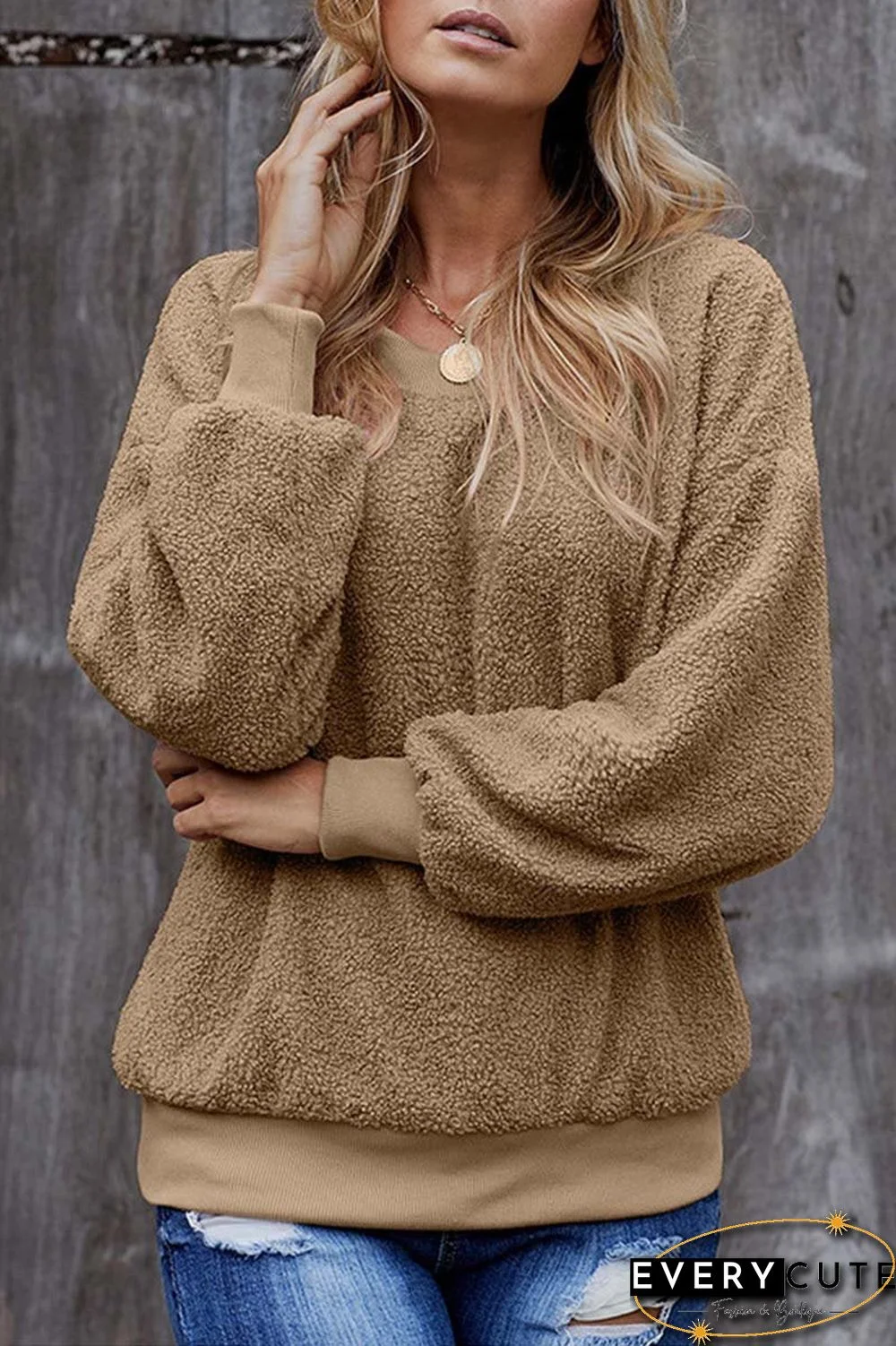 Teddy Plush Sweater Casual Tops