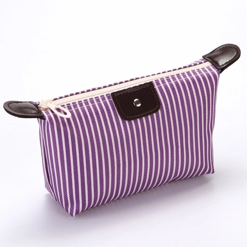 Women’s Medium All Seasons Nylon Stripe Fashion Dumpling Shape Zipper Cosmetic Bag