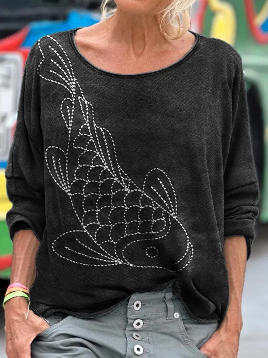 Carp Fish Japanese Embroidery Art T Shirt