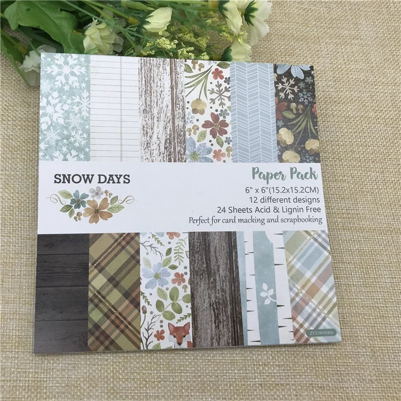 24 sheet 6 X6 Oh snow day of the flower patterned paper Scrapbooking paper pack handmade craft paper craft Background pad