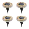 Outdoor LED Solar Lights Waterproof Mini Flat Solar Disc Light with Sturdy Ground Stakes Mosaic Landscape Lightning for Garden Walkway Driveway